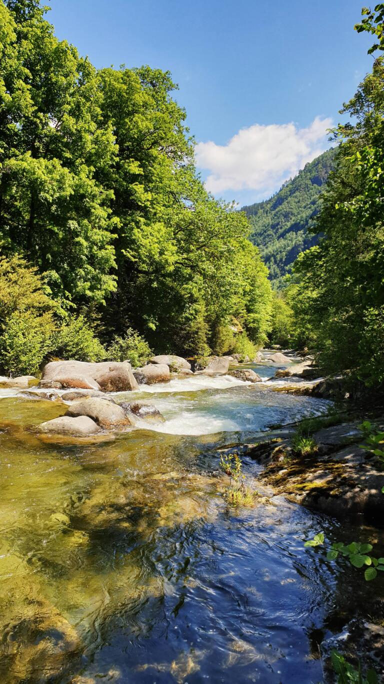 Rivière l'Arize dans les Pyrénées à La Bastide-de-Sérou en Ariège, Occitanie